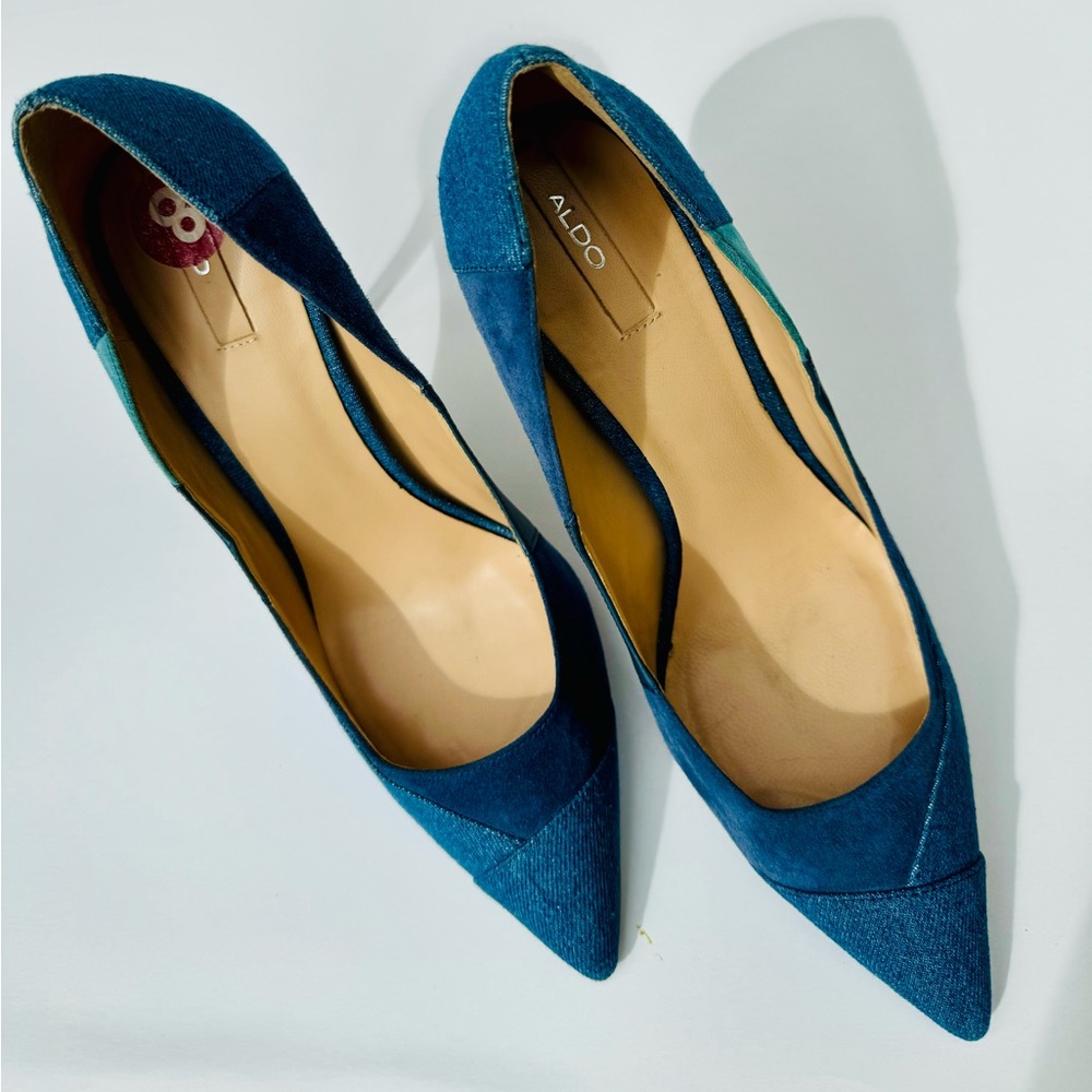 ALDO denim and suede pumps/ high heels in size 8
